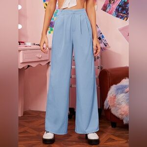 SHEIN EZwear Zipper Fly Fold Pleated Palazzo Pants